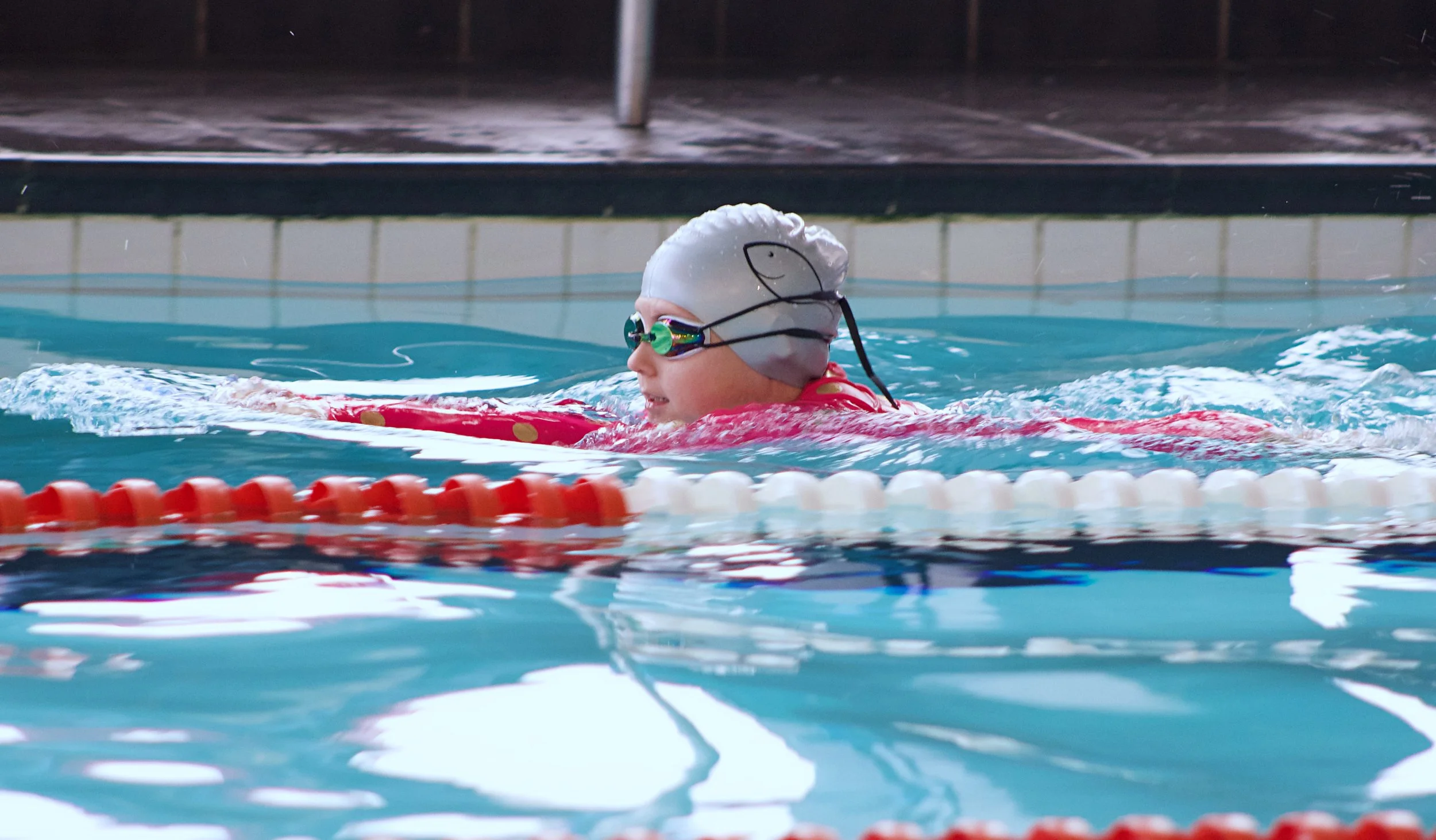 Swimmer practising stroke correction technique